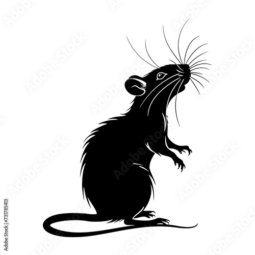 Silhouette rat black color only full body 