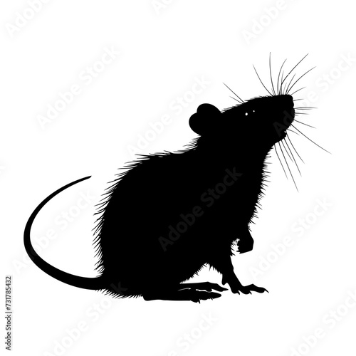 Silhouette rat black color only full body 
