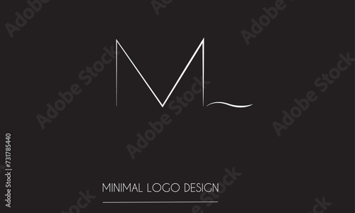 ML or LM Minimal Logo Design Vector Art Illustration 