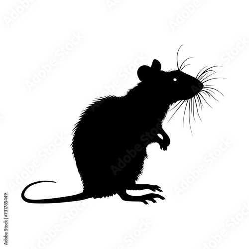 Silhouette rat black color only full body 