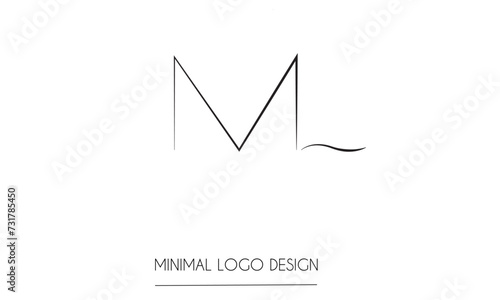ML or LM Minimal Logo Design Vector Art Illustration 