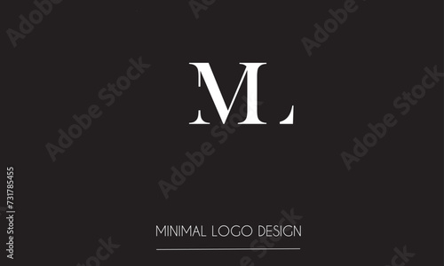 ML or LM Minimal Logo Design Vector Art Illustration 
