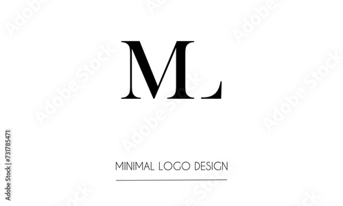ML or LM Minimal Logo Design Vector Art Illustration 