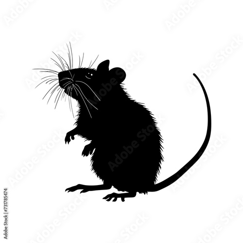 Silhouette rat black color only full body 
