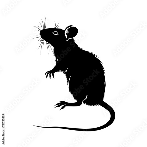 Silhouette rat black color only full body 