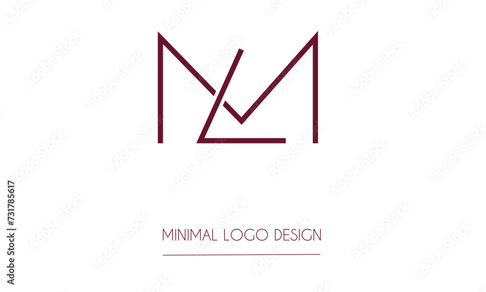 ML or LM Minimal Logo Design Vector Art Illustration 