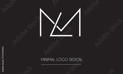 ML or LM Minimal Logo Design Vector Art Illustration 
