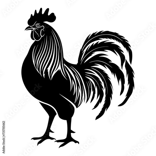 Silhouette rooster black color only full body 