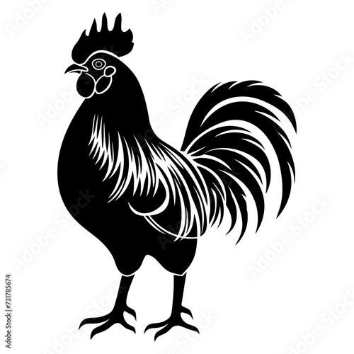Silhouette rooster black color only full body 