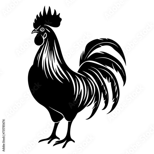 Silhouette rooster black color only full body 