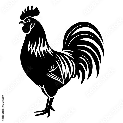 Silhouette rooster black color only full body 