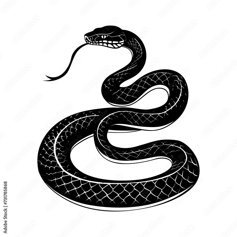 Silhouette snake black color only full body Silhouette snake black color only full body