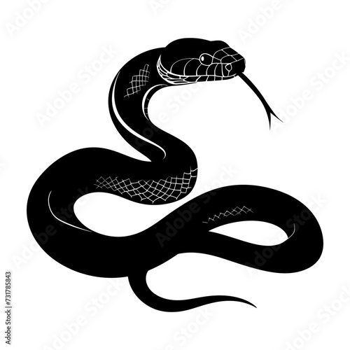 Silhouette snake black color only full body 