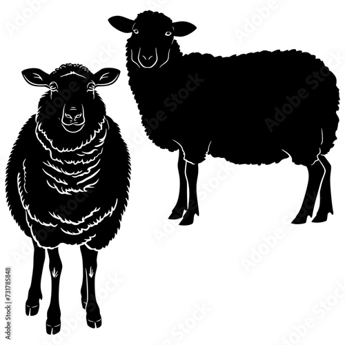 Silhouette sheep black color only 