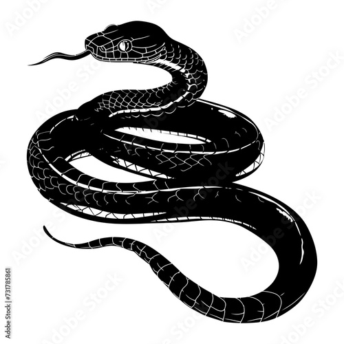 Silhouette snake black color only full body 