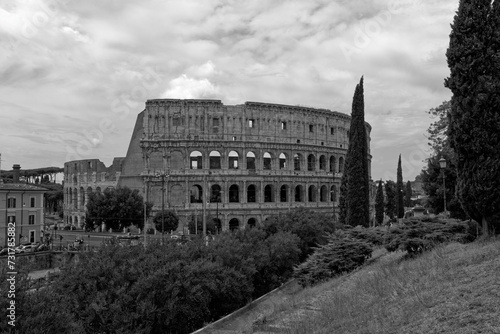 Rome Italy 20 03 2020: view of the city Europe. Panorama Travel Concept Castel Sant'Angelo Trevi Fountain Colosseum Spanish Steps Saint Peter's Basilica Castel Sant'Angelo Victor Emmanuel II Monument