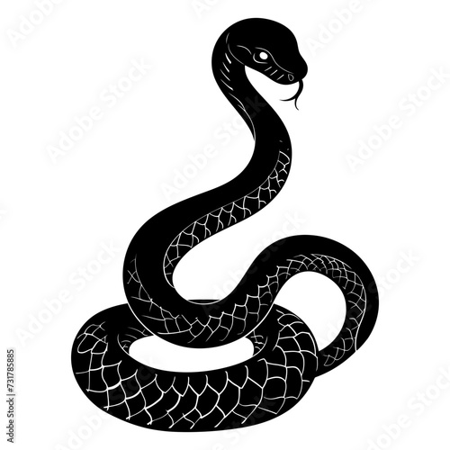 Silhouette snake black color only full body 