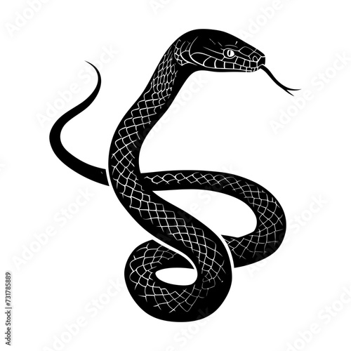 Silhouette snake black color only full body 
