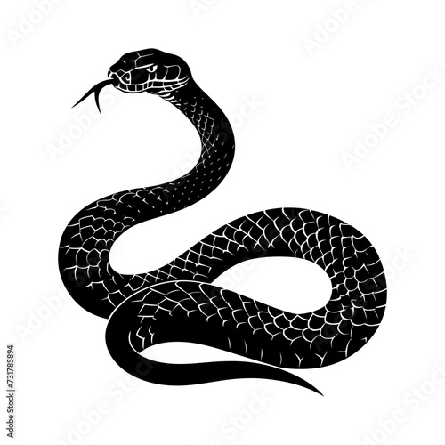 Silhouette snake black color only full body 