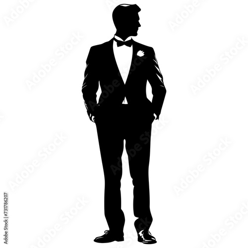 Silhouette the groom man full body black color only