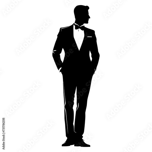 Silhouette the groom man full body black color only