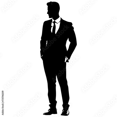 Silhouette the groom man full body black color only
