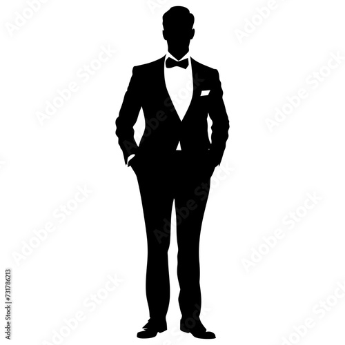 Silhouette the groom man full body black color only