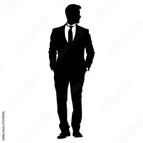 Silhouette the groom man full body black color only