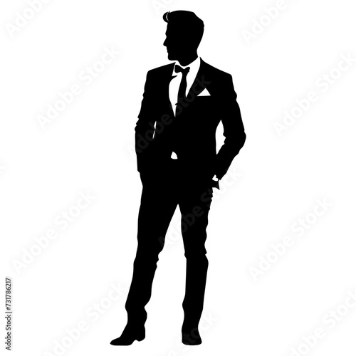 Silhouette the groom man full body black color only