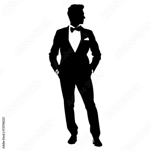 Silhouette the groom man full body black color only