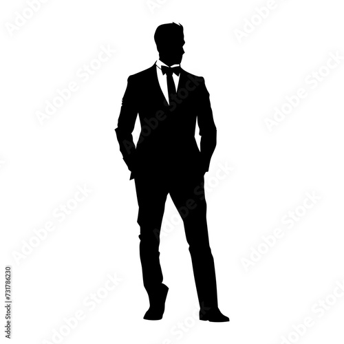 Silhouette the groom man full body black color only