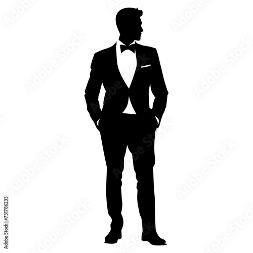 Silhouette the groom man full body black color only