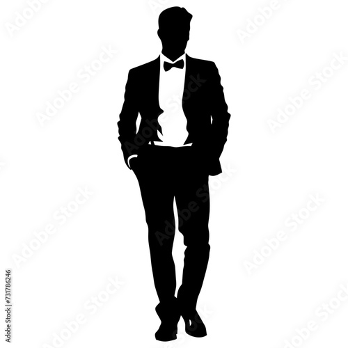 Silhouette the groom man full body black color only