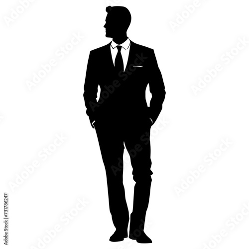 Silhouette the groom man full body black color only