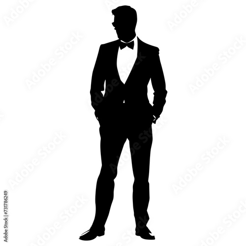 Silhouette the groom man full body black color only
