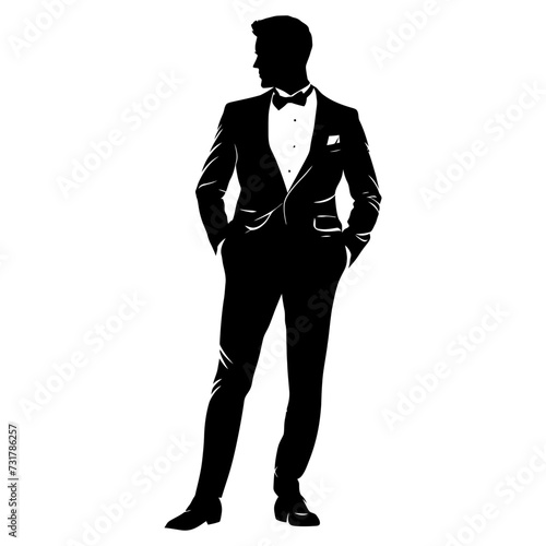 Silhouette the groom man full body black color only