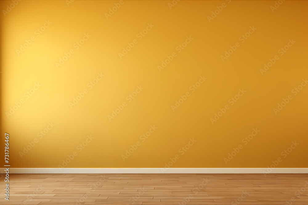 A muted mustard wall background with a stunning floor. (Generative AI) A muted mustard wall background with a stunning floor. (Generative AI)
