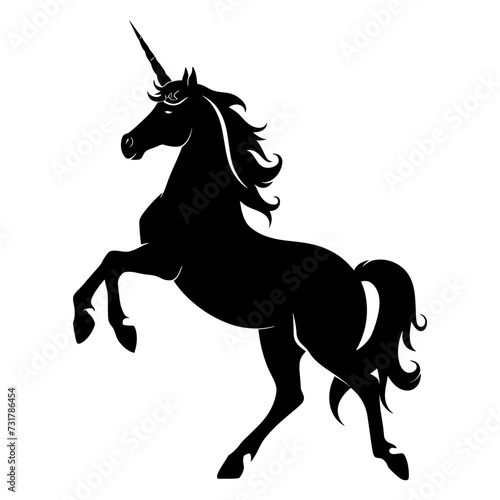 Silhouette unicorn full body black color only 