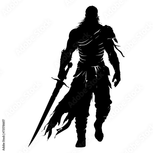 Silhouette warrior full body black color only 
