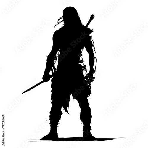 Silhouette warrior full body black color only 