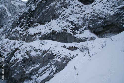 Majestic winter landscape of the snowy hillside