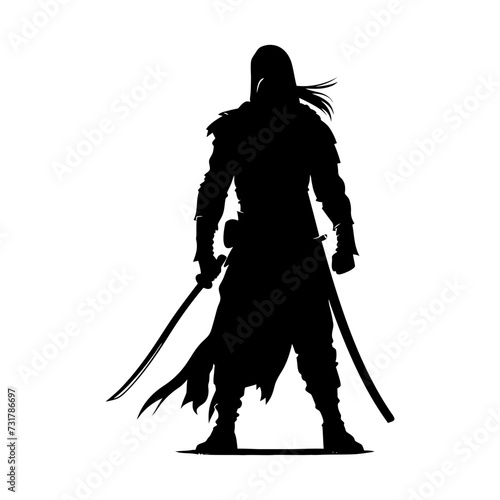 Silhouette warrior full body black color only 