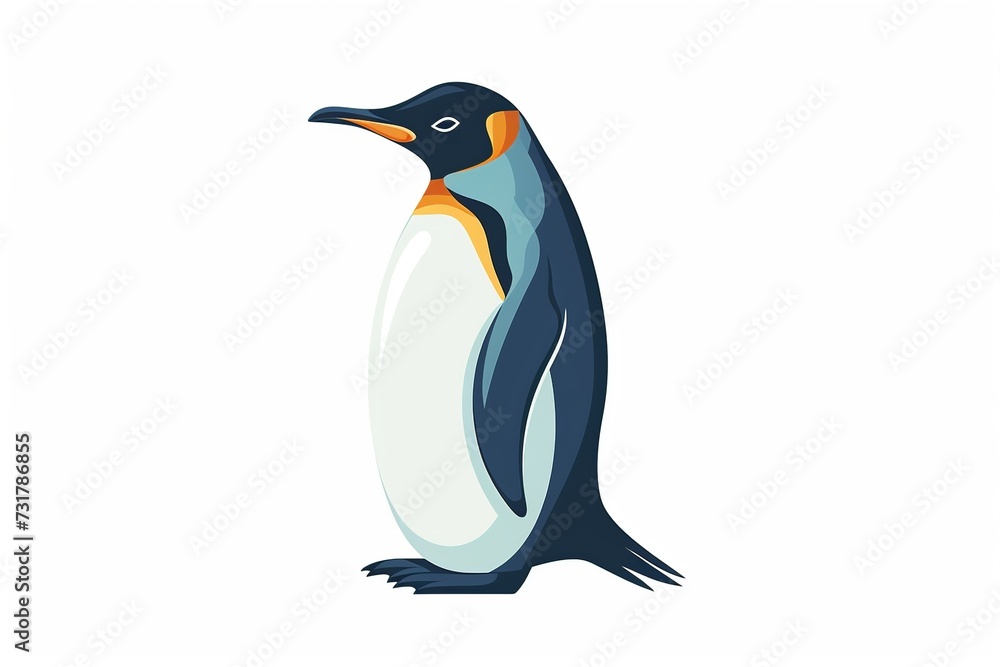 Naklejka premium Whimsical cartoon penguin with a bright smile, serving as a high-quality animal nature icon on an isolated backdrop in a playful flat logo