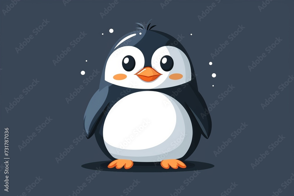 Whimsical cartoon penguin with a bright smile, serving as a high-quality animal nature icon on an isolated backdrop in a playful flat logo Whimsical cartoon penguin with a bright smile, serving as a high-quality animal nature icon on an isolated backdrop in a playful flat logo