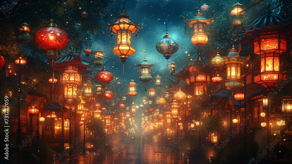 Chinese Lantern Festival: A Glowing Celebration in December Generative AI