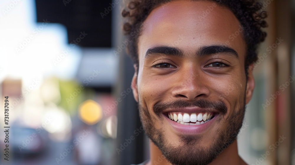 A close-up of a handsome guy with a confident and genuine smile, radiating warmth and approachability A close-up of a handsome guy with a confident and genuine smile, radiating warmth and approachability