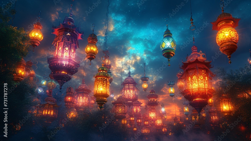 Glowing Lights in the Sky: A Spectacular Display for the Full Moon Generative AI