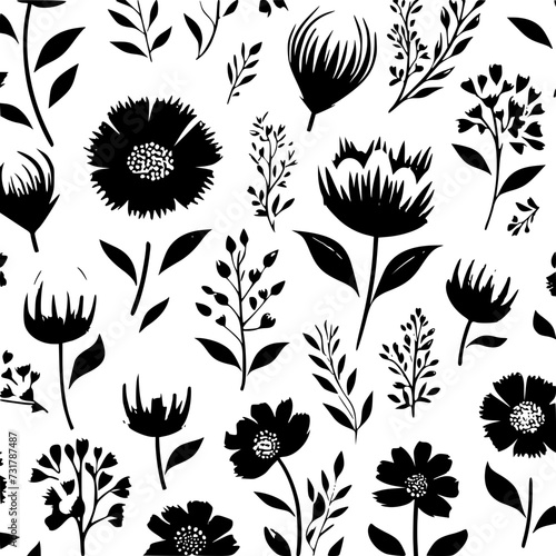 floral seamless pattern  pattern  flower pattern  geometric pattern  diagonal pattern  floral  flower  seamless  design  ornament  vector  decoration  art  wallpaper  leaf  illustration  black  style 