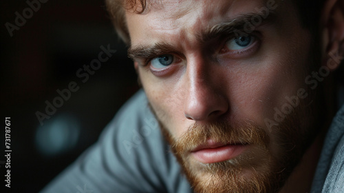 A close-up of a guy with a focused and determined expression, highlighting the resilience and strength within photo