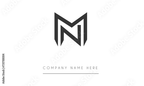 MN or NM Minimal Logo Design Vector Art Illustration 
